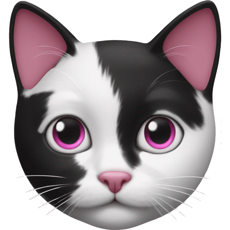 White and black cat with pink nose  emoji