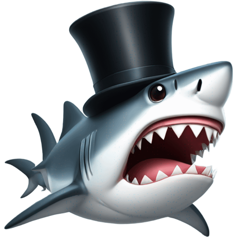 Shark with a top hat emoji