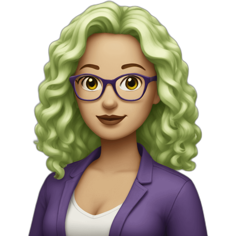 curvy-white-woman,wavy-purple-hair,green-eyes-square-glasses emoji