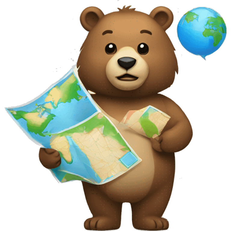  bear holding a map emoji