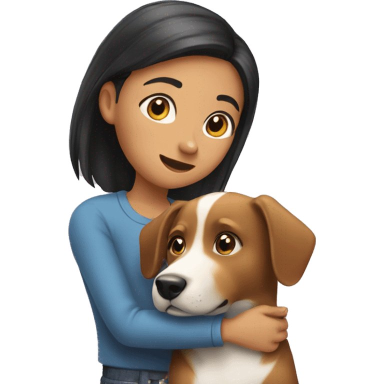 A girl petting a dog emoji