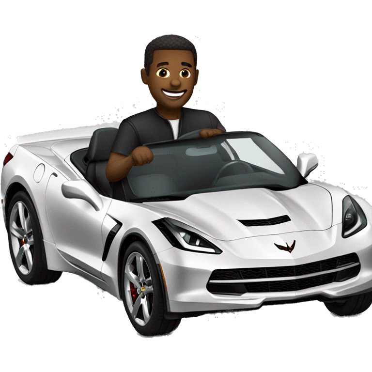 Guy driving a black corvette  emoji