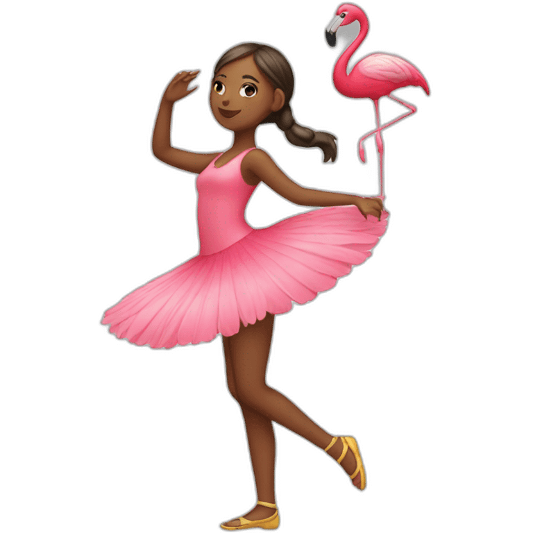 Girl dancing with a flamingo  emoji