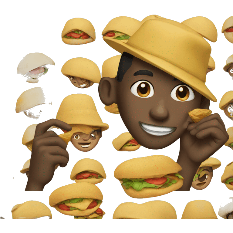 black guy eating a hat emoji