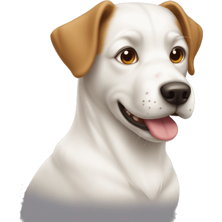 white dog have brown ear with mungbean emoji