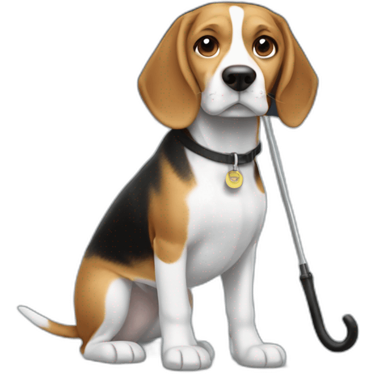 Beagle con paraguas emoji