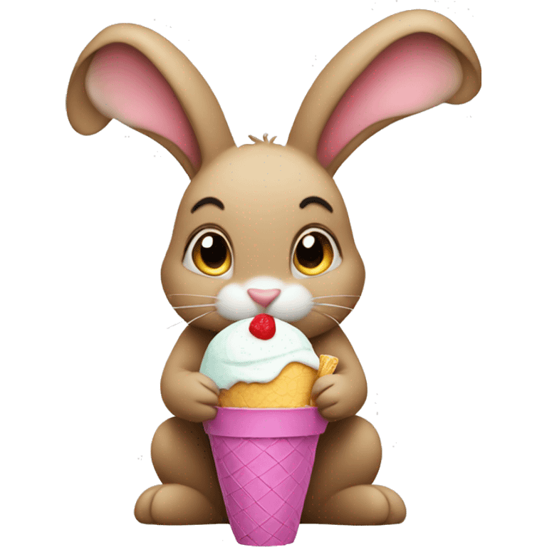 Bunny eating a ice cream emoji