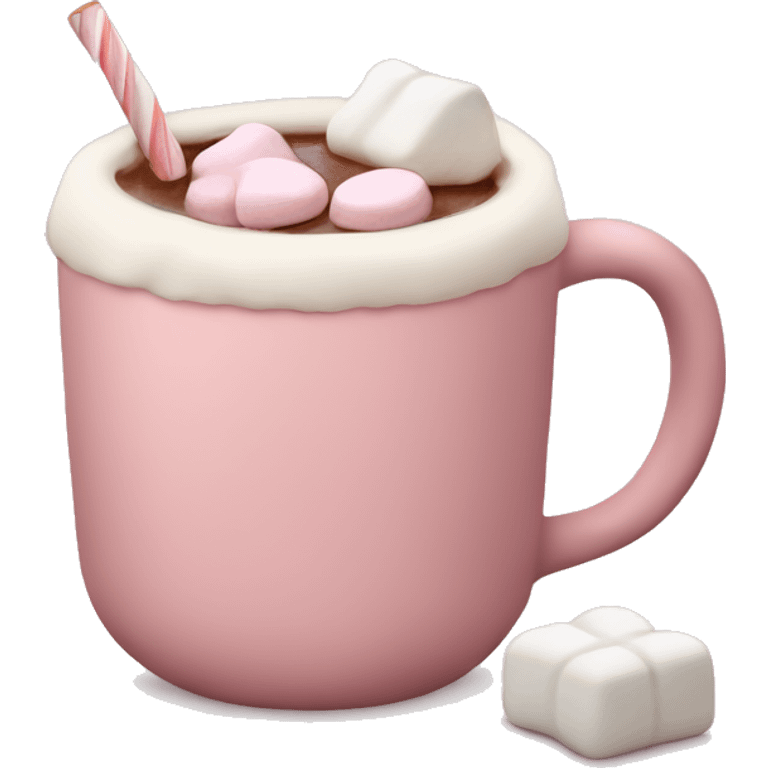 Light Pink mug of hot chocolate with marshmallows  emoji