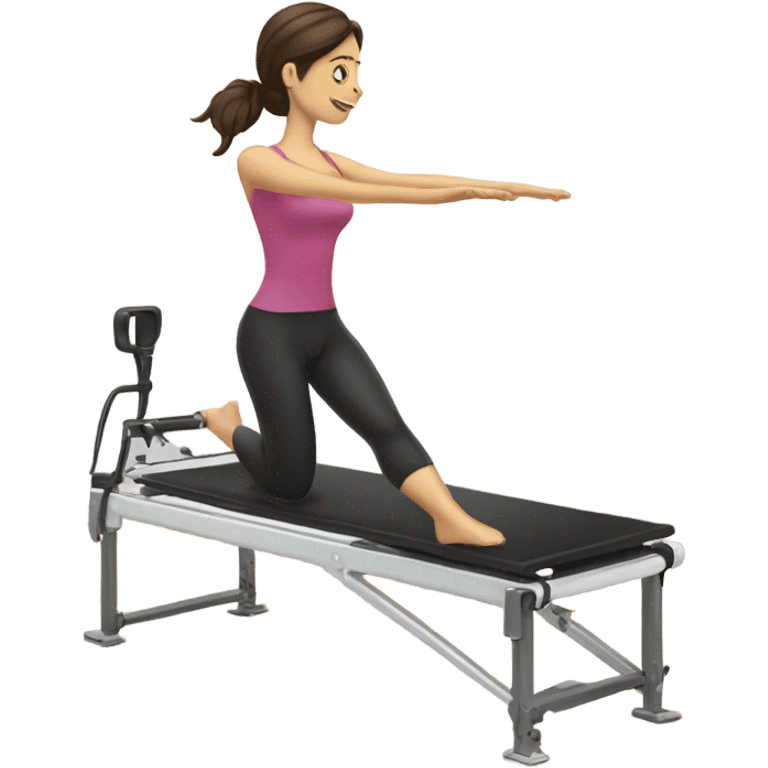 Brunette working out on pilates machine emoji