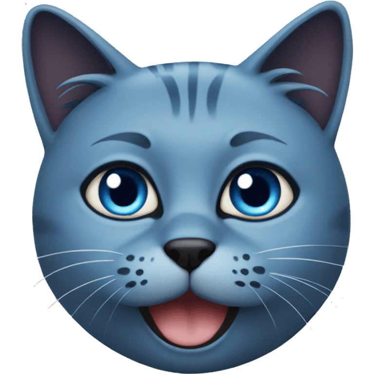 Blue cat black eye  emoji