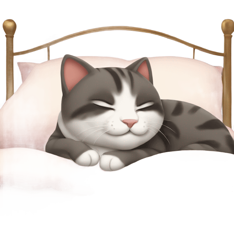 Glamorous cat sleeping in bed emoji