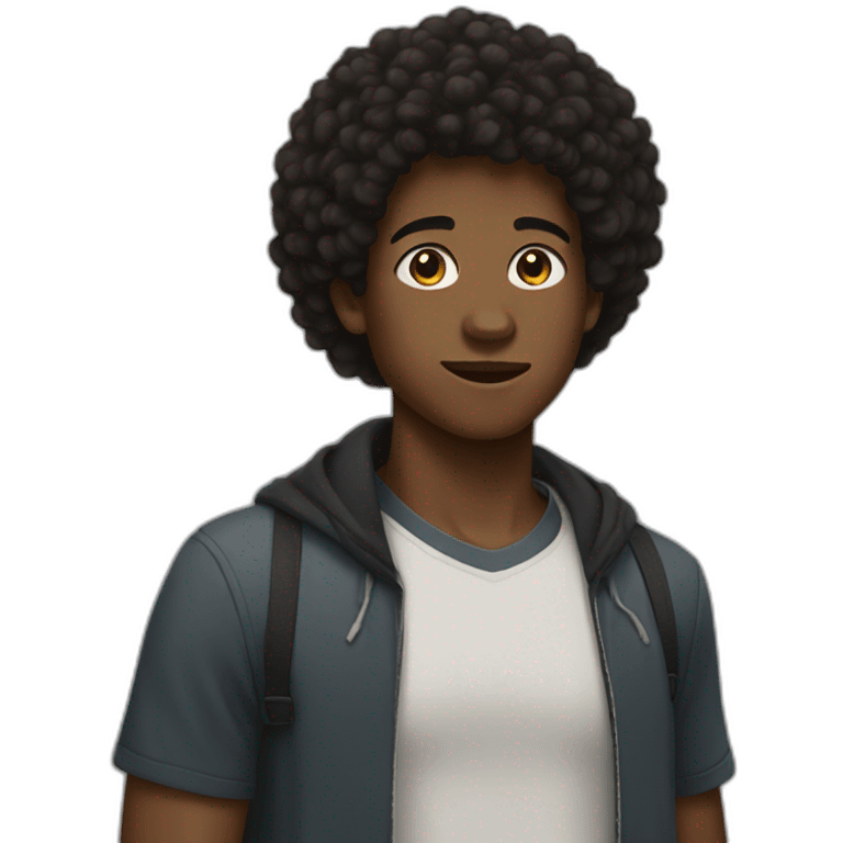 Afro-haired ebony teenage boy. emoji