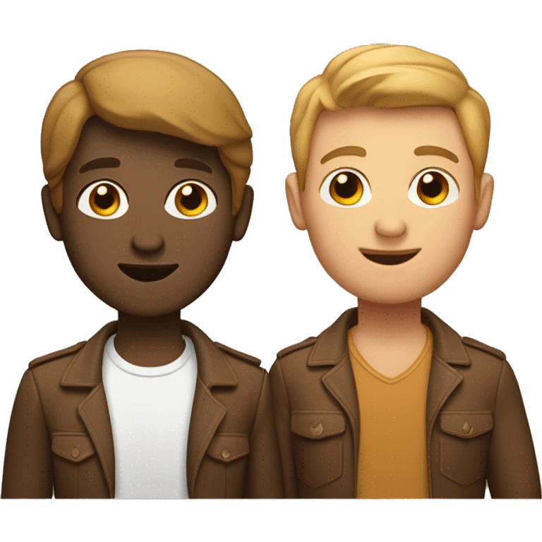 A gay couple one younger one older. The younger one has a caramel turkish skintone. The other is a little whiter italian. emoji