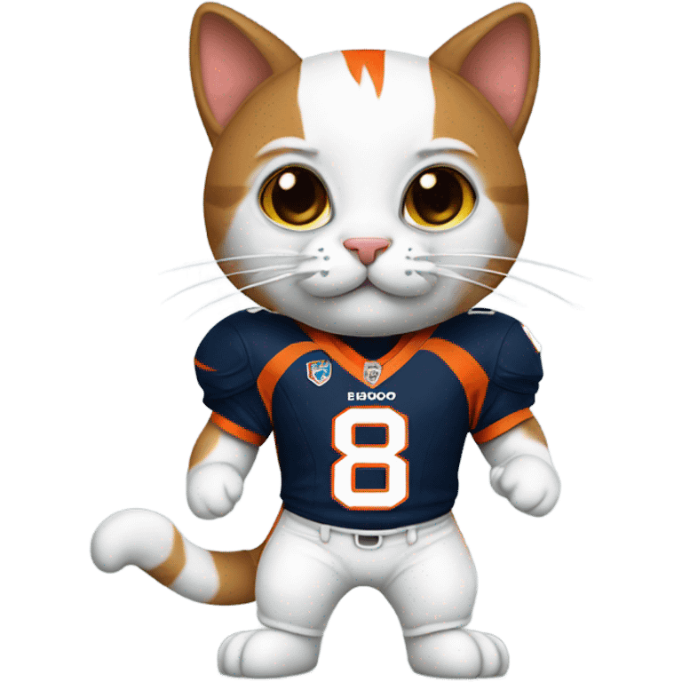 Kitty with Denver bronco uniform emoji