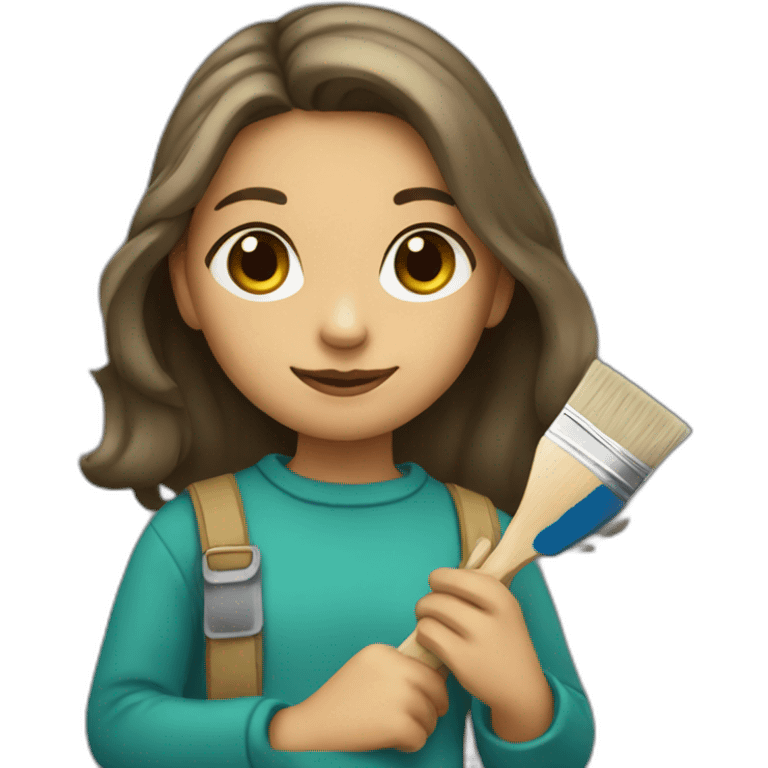 Girl holding paint and paintbrush emoji