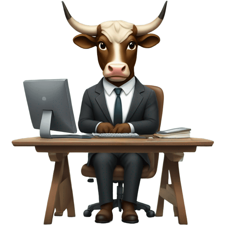 bull wearing suit using computer emoji