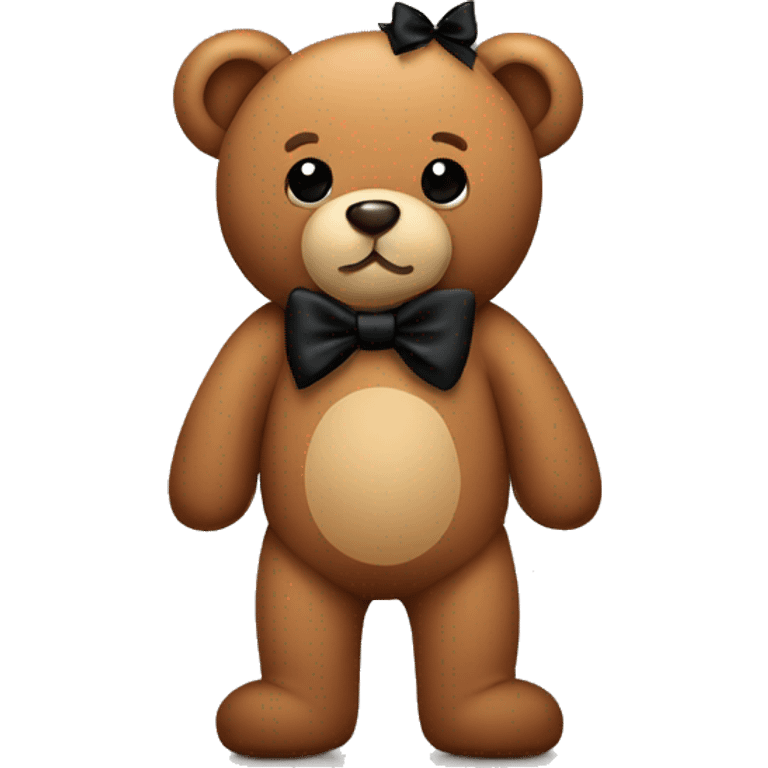 Cute brown teddy bear with black bow emoji