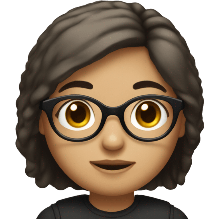 
82 / 5,000
A girl with white skin, black horn-rimmed glasses, brown hair, black eyebrows, and a round face emoji