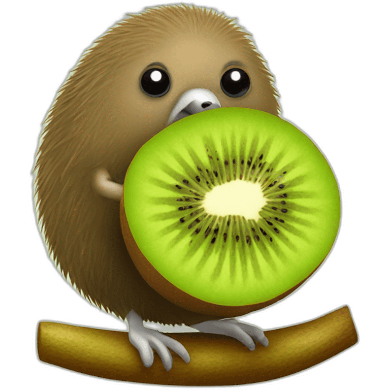 kiwi fruit sitting on a kiwi bird emoji