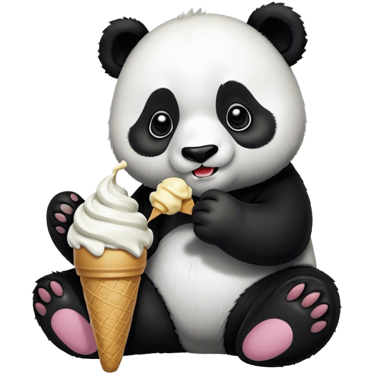 Panda eating ice cream emoji