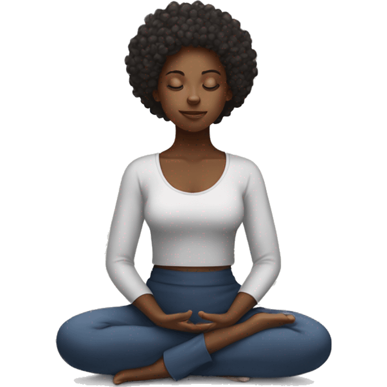 Black girl with curly hair meditating  emoji