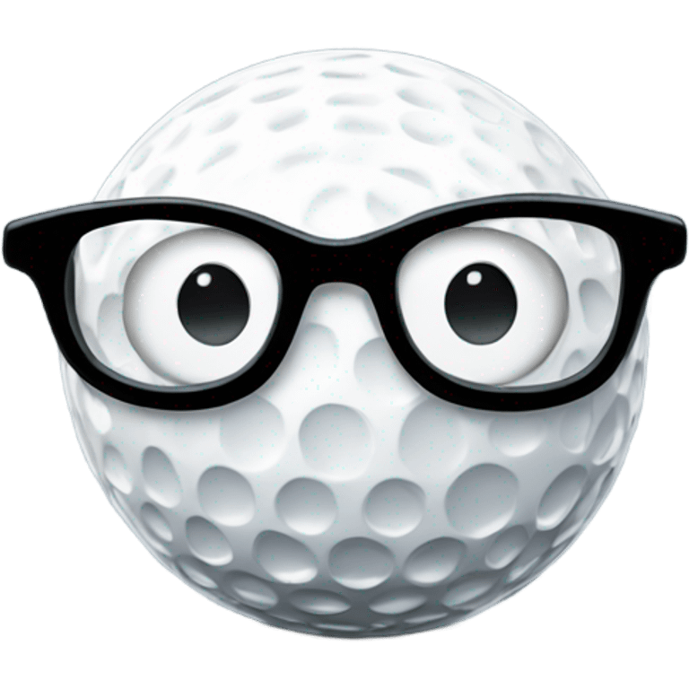 Golf ball wearing thick black nerd glasses emoji