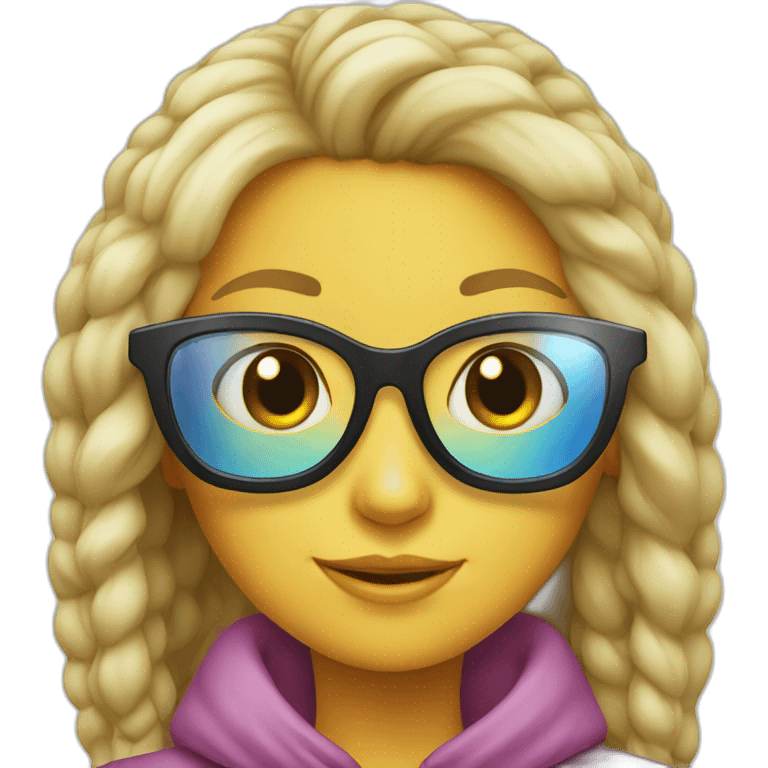 girl with super cool cooling glass emoji