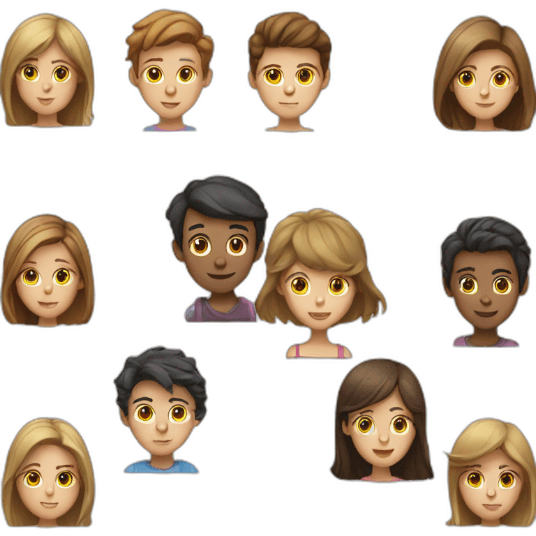 four people's heads, two boys, two girls emoji