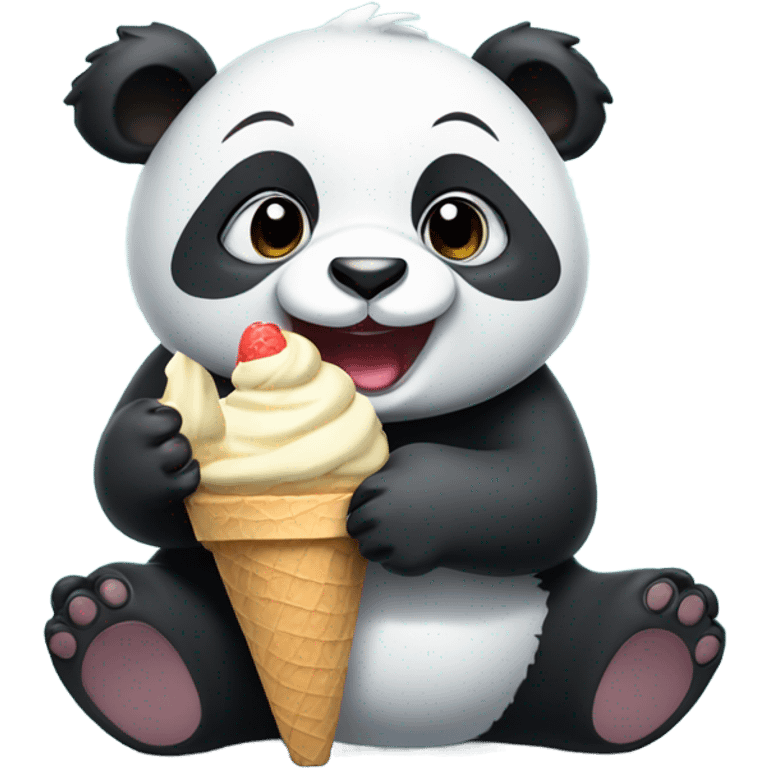 Panda eating ice cream emoji