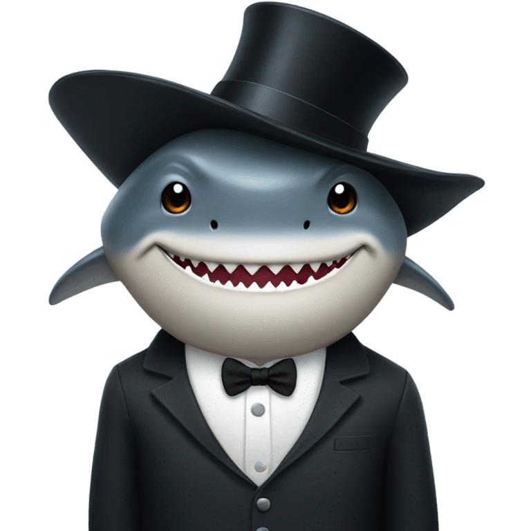 Shark with a top hat emoji