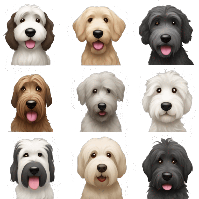 Black goldendoodle, old English sheepdog, brown goldendoodle, black Irish wolfhound emoji