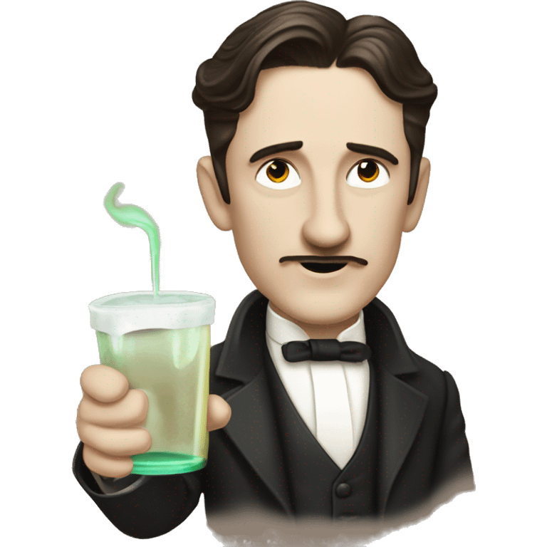 Nicola Tesla drinving a Tesla emoji