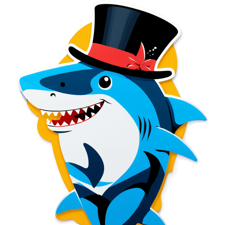 Shark with a top hat emoji