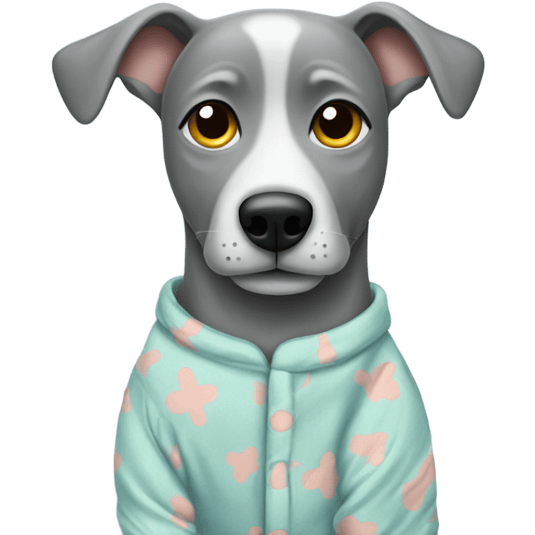 Grey dog with pajamas on emoji