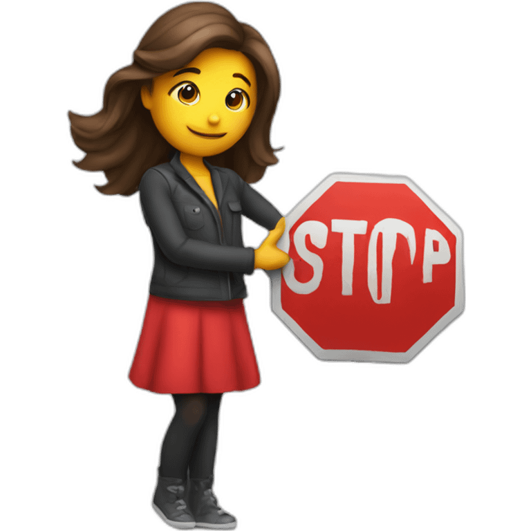 flirty person holding a stop sign emoji