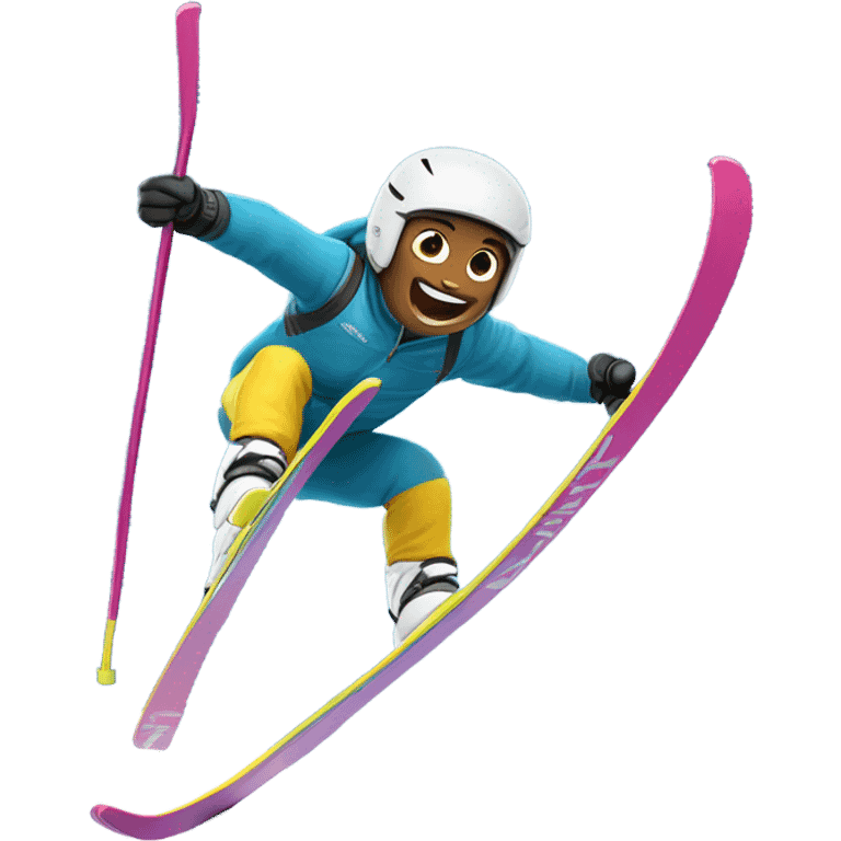 Going huge on a ski jump with skis on emoji