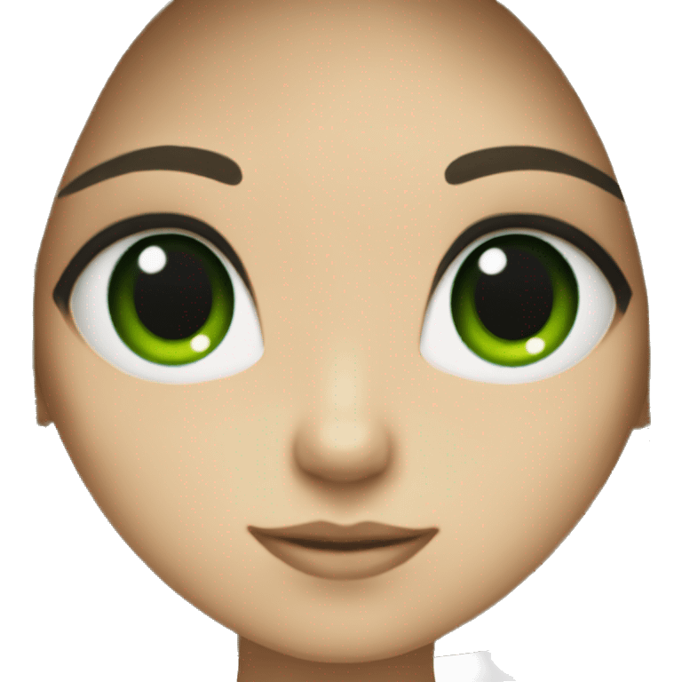 girl with green eyes and black hair on a pol emoji