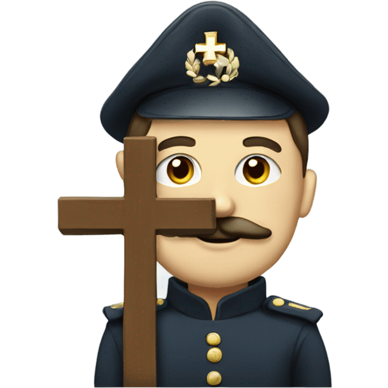 man with moustache holding a cross in a  uniform emoji