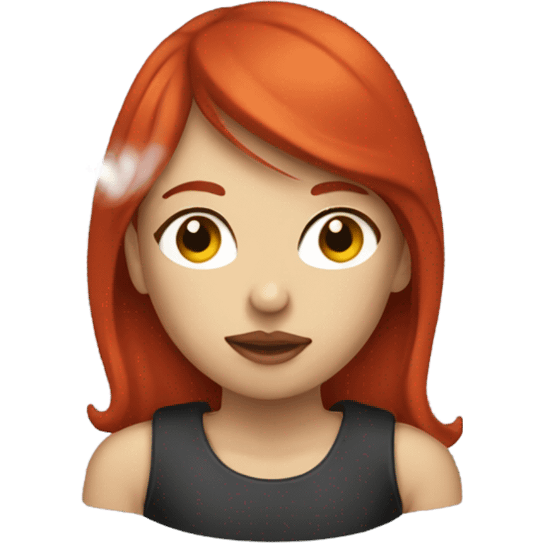 A girl with red hair smokes aikos emoji