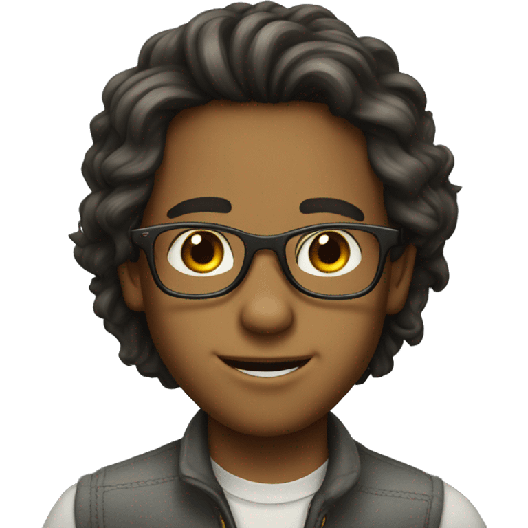 Portrait of a long-haired boy wearing glasses emoji