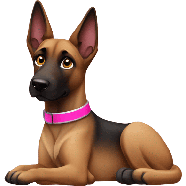 Belgian malinois female with pink collar  emoji