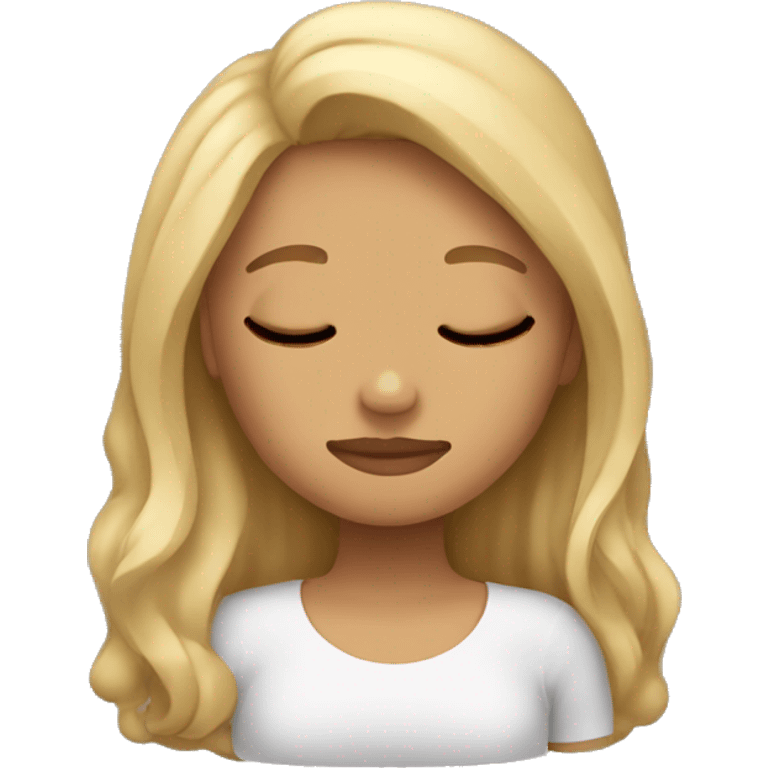 Girl sleeping with bottom half hair brown and top half blond emoji