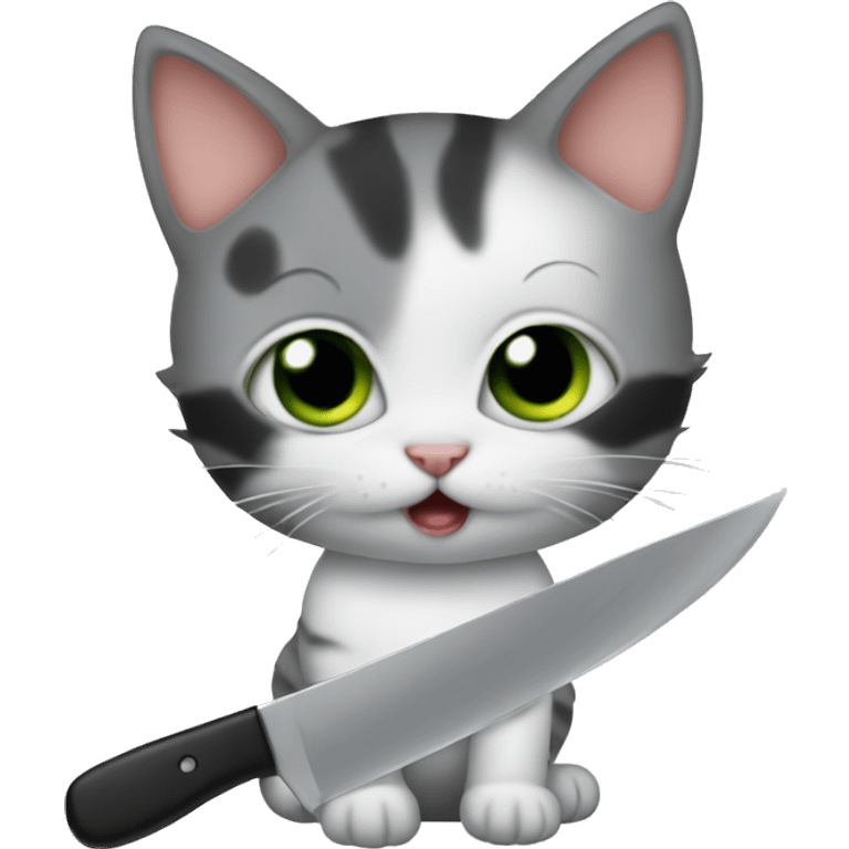 kitten with a knife emoji