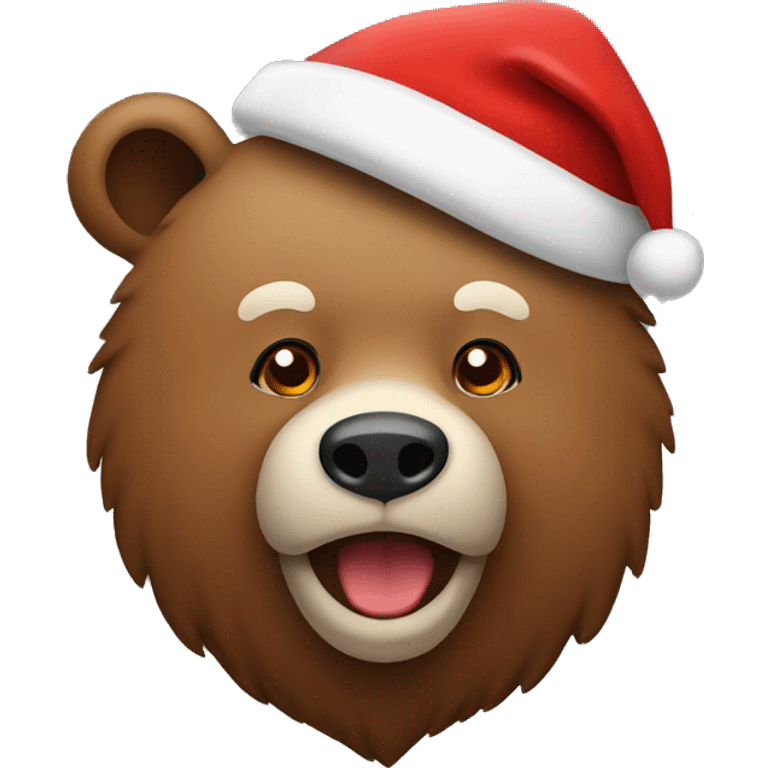 A brown bear wearing a Santa hat emoji