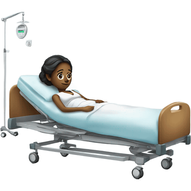 Realistic women in hospital bed emoji