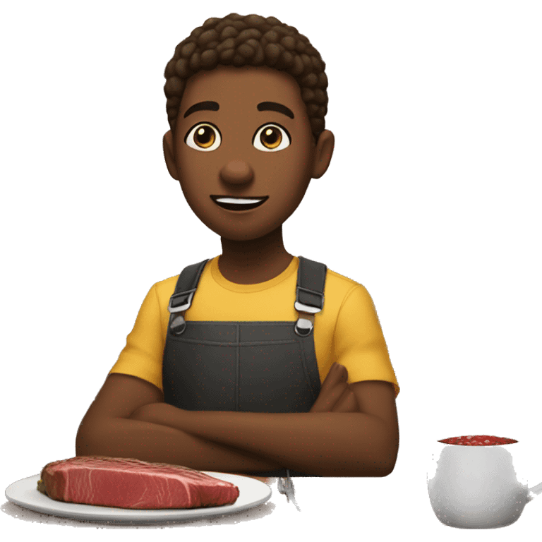 Cute boy who orders his steak over easy emoji