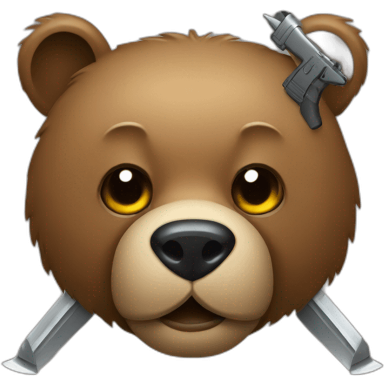 Bear face with weapons emoji