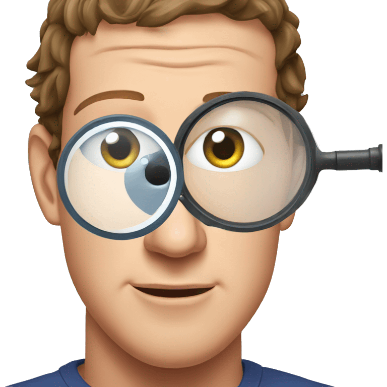 Mark zuckerberg looking through a magnifier emoji