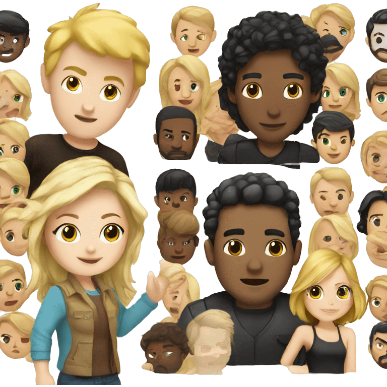 White girl with blonde hair and brown guy with black hair emoji