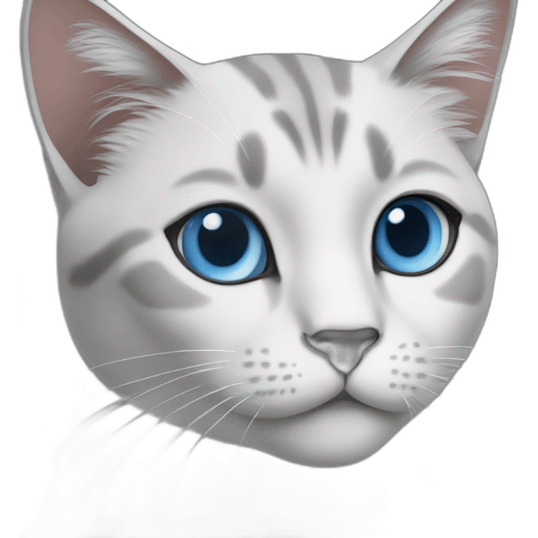 Blue eyed Grey Cat with smg emoji